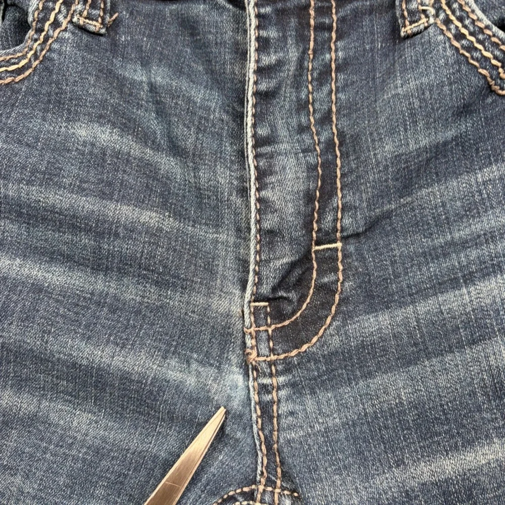 BKE Aiden Straight Leg Mens Jeans 33R Medium Wash Contrast‎ Stitch Denim